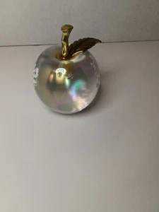 Vintage 1960 Clear Apple Paperweight with Frosted on both sides - Picture 1 of 7