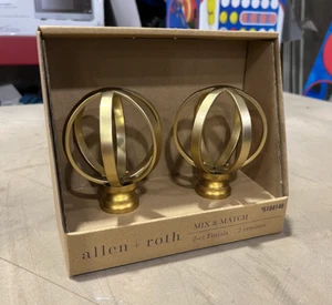 Allen + Roth 2-ct Curtain Rod Finials / End Caps Brushed Gold Finish - Picture 1 of 2