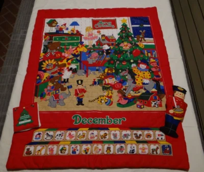 25 Days of Christmas Calendar Quilted Fabric 28"X 35" Wall Hanging/Comforter   - Image 1 of 4