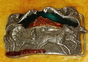 Fibbia cintura vintage Conestoga Wagon testata West Siskiyou 1985 - Foto 1 di 3