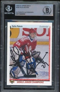 Felix Potvin Vintage Signed 1990-91 Upper Deck Rookie Card #458 Maple Leafs BAS - Picture 1 of 1