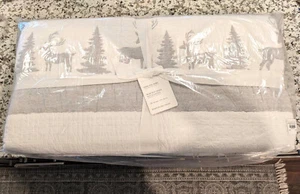 Pottery Barn Winter Deer Reversible Applique Grey / White KING /CAL KING Quilt - Picture 1 of 4