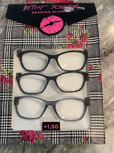 BETSEY JOHNSON (3) LESEBRILLE SCHWARZ/SCHWARZ MARMOR, SILBER FUNKELN +1,50 LESEBRILLE - Bild 1 von 7