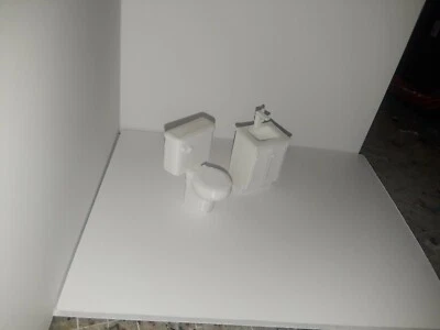 Fregadero e inodoro de baño 1:24 1:25 para accesorios de diorama de taller Foto 1 de 3
