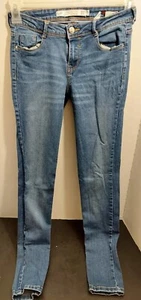 Zara Trafaluc Jeans Womens Skinny blue 4 Stretch Distressed Denim Slim slender - Picture 1 of 8