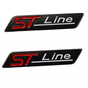 2PCS ST LINE BADGE MATT BLACK EMBLEM Fits Ford Focus Fiesta DECAL REPLACEMENT - Picture 1 of 2