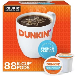 Dunkin' French Vanilla Coffee Keurig K-Cup Pods Medium Roast 88/Carton - Picture 1 of 2