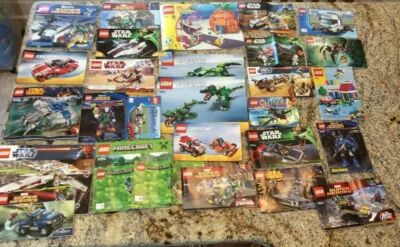 HUGE LOT 32 LEGO MANUALS INSTRUCTION BOOKLETS ONLY MINECRAFT SPONGEBOB STAR WARS - Image 1 of 4