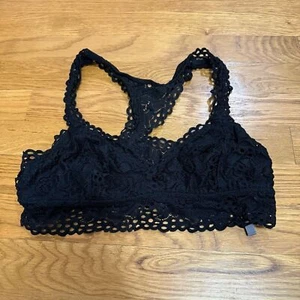 Aerie Black Lace Racer Back Bralette, size medium - Picture 1 of 3