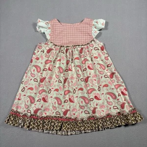 Matilda Jane Platinum Flutter Dress Pink Periwinkle Paisley Size 4 Ruffles - Picture 1 of 9