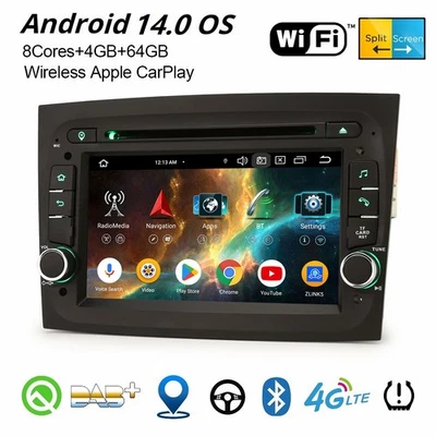 8-Kern 4+64GB Android 14 DAB+ Autoradio Navi Carplay USB CD FIAT Doblo 2015-2022 - Bild 1 von 4