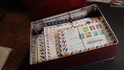 Stampsweis Japan Postal History nice collection in tin box est 229 covers cards  - Image 1 of 4