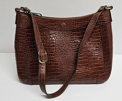 Etienne Aigner Croc Embossed  Oxblood Leather Vintage Sholder Bag - Image 1 of 4