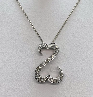 Colar de coração aberto Jane Seymour ouro branco 14K diamante 20” 1/3 quilates 4,3 gramas - Imagem 1 de 4