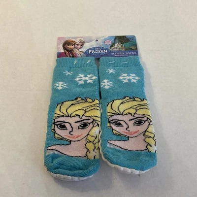 Frozen Elsa Slipper Socks 2T-4T Toddler Knit Gripper Sole No Slip Disney New - Image 1 of 4