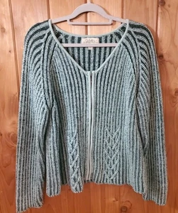 Cabela's Women’s Cardigan Sweater 2XL XXL Full zip Cable knit Teal Blue Green - Picture 1 of 9