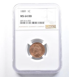 1889 Indian Head Cent MS64 RB NGC *0790 - Picture 1 of 3