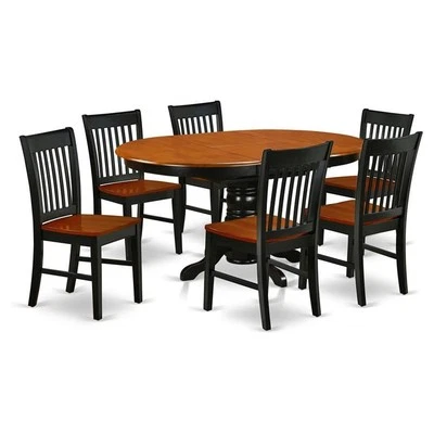 East West Furniture Kenley 7-piece Wood Dining Set in Black/Cherry - Image 1 of 4