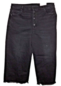 American Eagle Wide Leg Crop Super Stretch Black Blaze 22 Long 36 W Neu mit Etikett - Bild 1 von 11