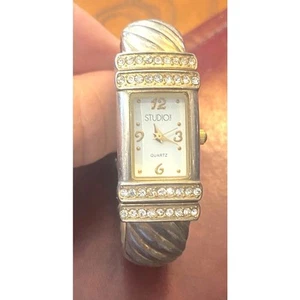 Women's 18mm Metal Tone Studio Time Watch, Bangle Bracelet with Crystal Accents - Picture 1 of 4