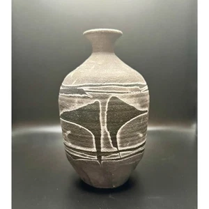 Vintage Curtis Scott RAKU Art Pottery Thrown Round Gray Art Vase Vessel Signed - Bild 1 von 6