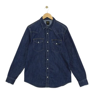 Lee Denim Shirt Mens Size M Blue Pearl Snap Western Cotton - Picture 1 of 15