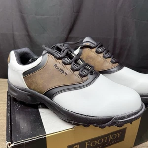 FootJoy GreenJoys Golf Shoes Mens 12 Medium Brown White Spiked Softspikes 45516 - Picture 1 of 23