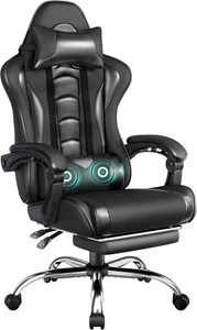 Yaheetech Gaming Chair Ergonomic Recliner w/ Massage Lumbar & Footrest - Picture 1 of 14
