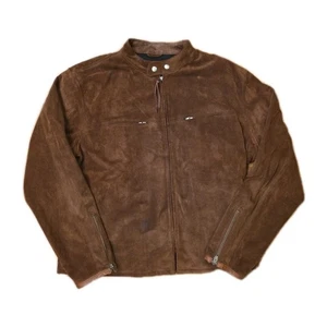 Vintage XL Polo Ralph Lauren Suede Cafe Racer Bomber Jacket Wool Lining Brown - Picture 1 of 9