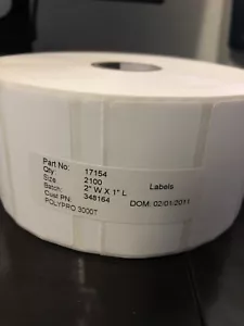 Zebra 2"x1" PolyPro OEM TTR 2k Labels ZD420 ZD500 ZD620t TLP2824 GX430T Printers - Photo 1/2