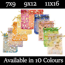 Small Heart Organza Gift Wedding Favour Bag Jewellery Pouch 10 Colours & 3 Sizes