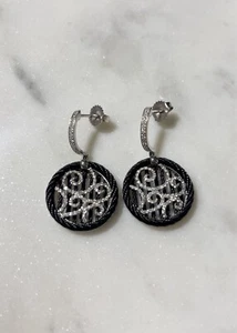 Alor Stainless Steel Pendant Earrings with Diamonds and 18K Gold Earring Backs - Picture 1 of 15