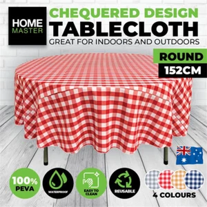 60" Round PEVA Waterproof Table Cloth Garden Dining Party Tableware Desk Cover - Picture 1 of 12