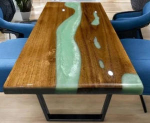 Handmade Coffee & Dining Table Made To Order Epoxy Resin Natural Acacia Wood - Picture 1 of 5