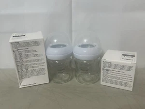 Avent Glass Baby Bottles 4 Ounce No Nipples 4 And 8 Oz Sleeves Blue Color - Picture 1 of 4