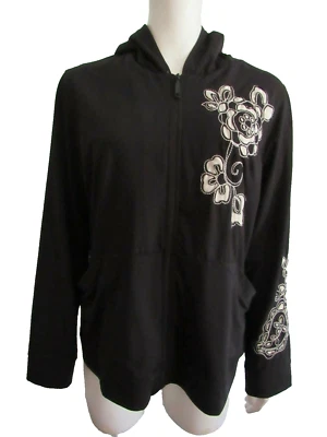 SOMA Cremallera Sudadera con Capucha y Sujetador Espalda Corredora Top Ropa Activa Conjunto de 2 Negro con Blanco Floral M Foto 1 de 4