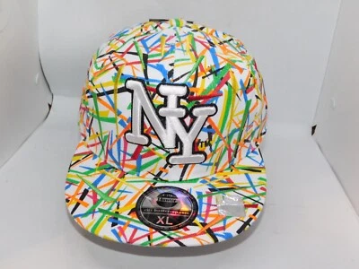Sombrero multicolor bordado a rayas recto ajustado XL NY City Hunter Shreds Foto 1 de 4