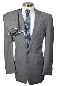 Ralph Lauren Mens Gray Wool GLEN PLAID 2 Piece Suit 44XL Jacket 38W Pant - Picture 1 of 15