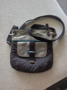 Fossil Key-Per purse black floral Canvas Cross Body Bag Zipper - Picture 1 of 7