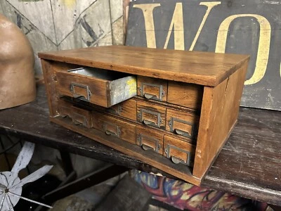 1920s WC Heller Cabinet Apothecary Industrial Multi Drawer Hardware Ohio Jewlery - Image 1 of 4