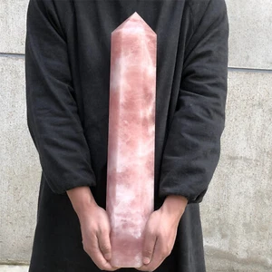 19.5LB Natural Rose Quartz Crystal Obelisk Wand Point Cystal Reiki Tower Heal - Picture 1 of 20