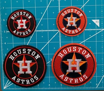 4 Houston Astros Iron on Patches - Round Logo Design 4" & 2.5" - Ship Free in US - Image 1 of 2