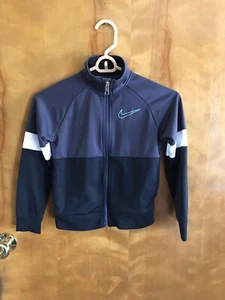 Boys Size 7/L Blue with White Nike Jacket, Full Zip, Banded waist/Sleeves-Nice - Picture 1 of 6