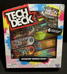TECH DECK NEON INVASION 6 SKATE BOARDS SK8SHOP BONUS PACK - Picture 1 of 2