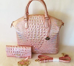 BRAHMIN EXCLUSIVE PIXIE DUST NEON PINK Lg DUXBURY, WALLET, & COPA Breast Cancer - Bild 1 von 14