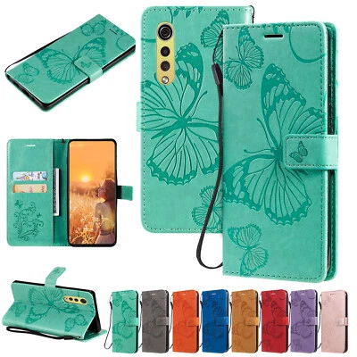 Butterfly Embossed PU Leather Flip Wallet Case Cover for LG K12 Plus K10 V30 V50 - Image 1 of 4