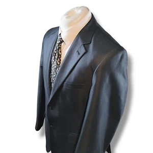 Mezzo Tinto Milano Mens Blazer Jacket Black Size 38 Silk Merino Wool Herringbone - Picture 1 of 14