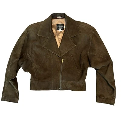 Chaqueta de cuero para mujer Solvang First Street California de colección talla S verde oscuro Foto 1 de 4