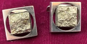 Sterling Silver and Fools Gold Cufflinks, MKR - Picture 1 of 5