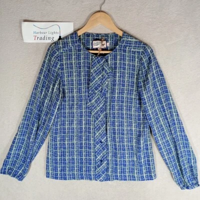 Cath Kidston Shirt/Blouse Womens UK 10 Blue Green 100% Silk Smart/Casual - Image 1 of 4